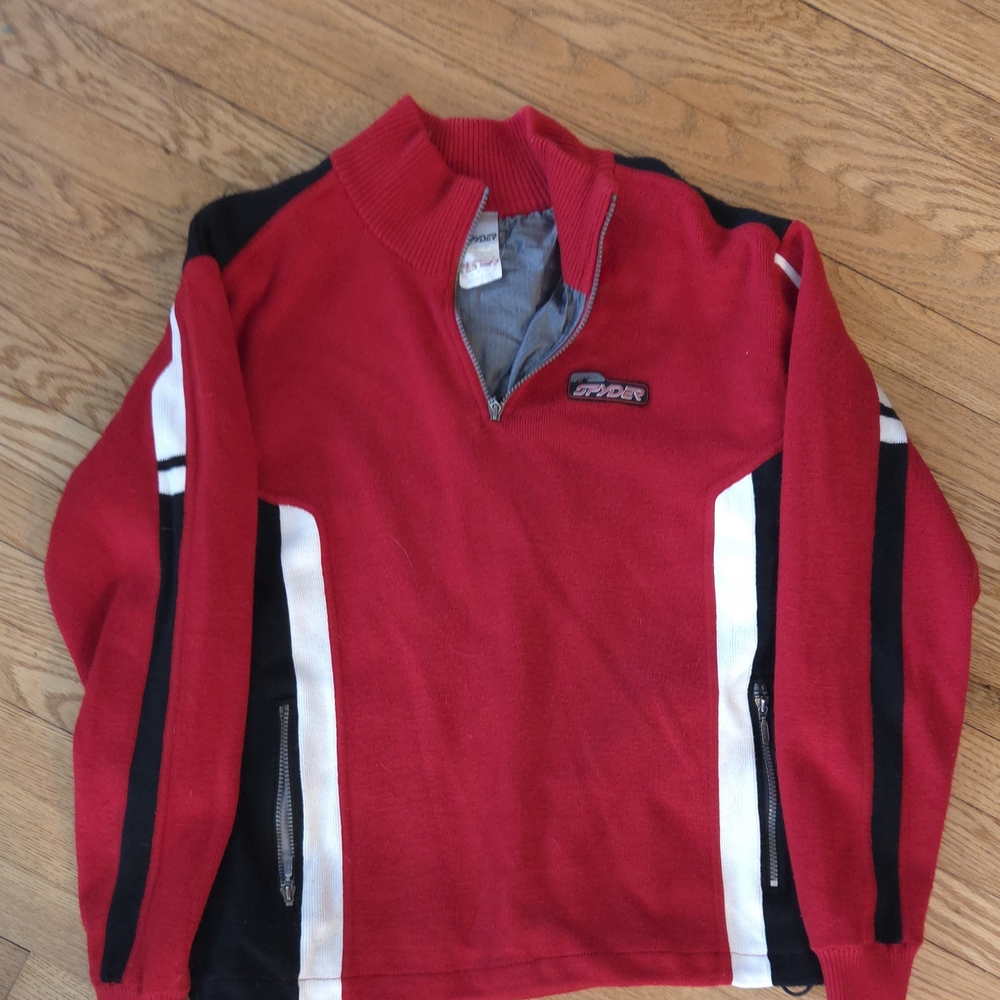 Spyder Red and Black Zip-Up Sweater